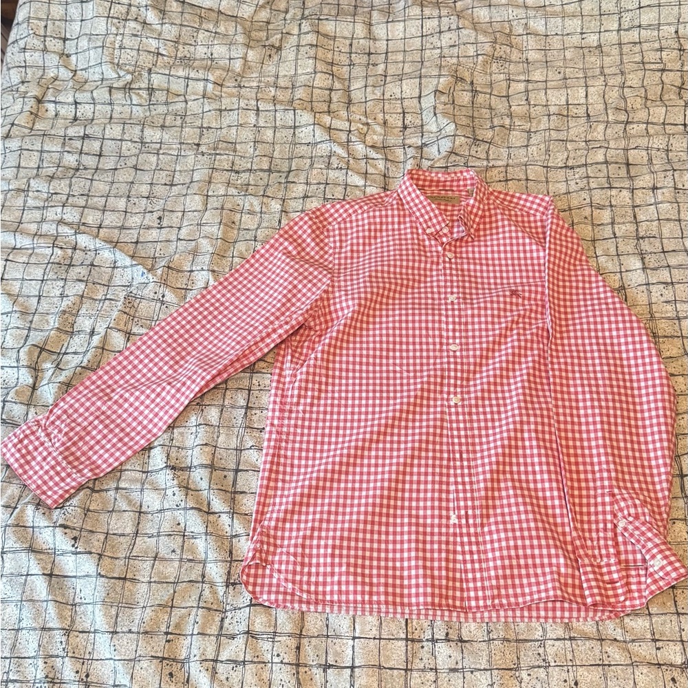 Burberry Red and White Checkered Casual Shirt